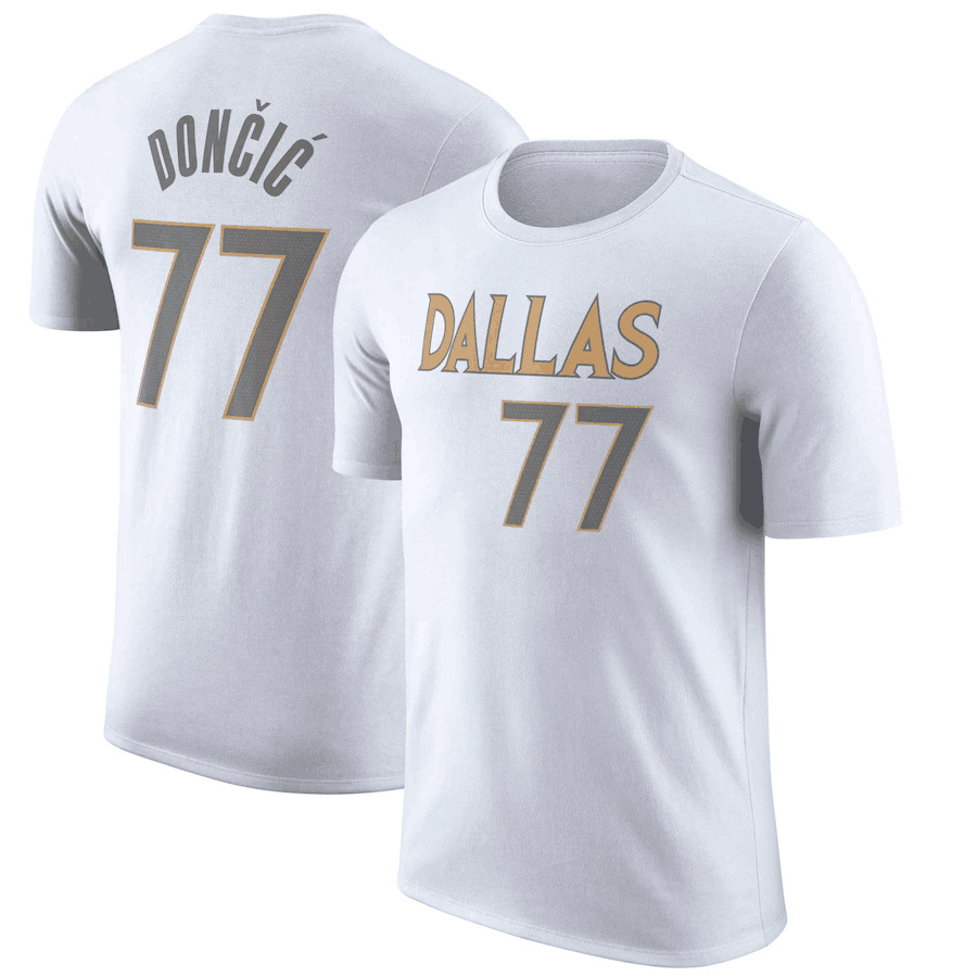 Men NBA Dallas Mavericks #77 Doncic white 2024 T shirt->nba t-shirts->Sports Accessory